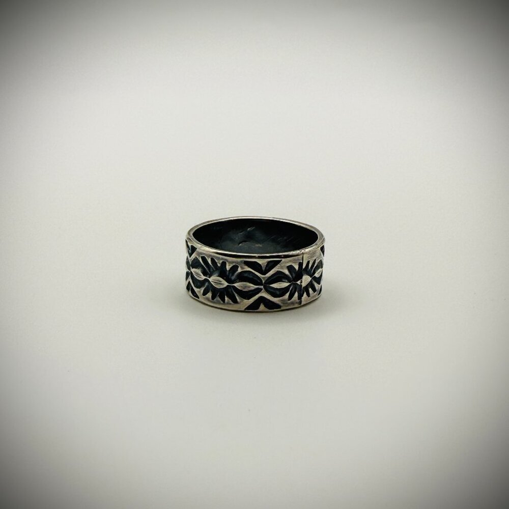 Sterling Stamped Band Ring — Travis Teller (TRT Handmade) — Size 9.75, 7g